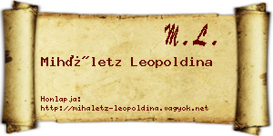 Miháletz Leopoldina névjegykártya